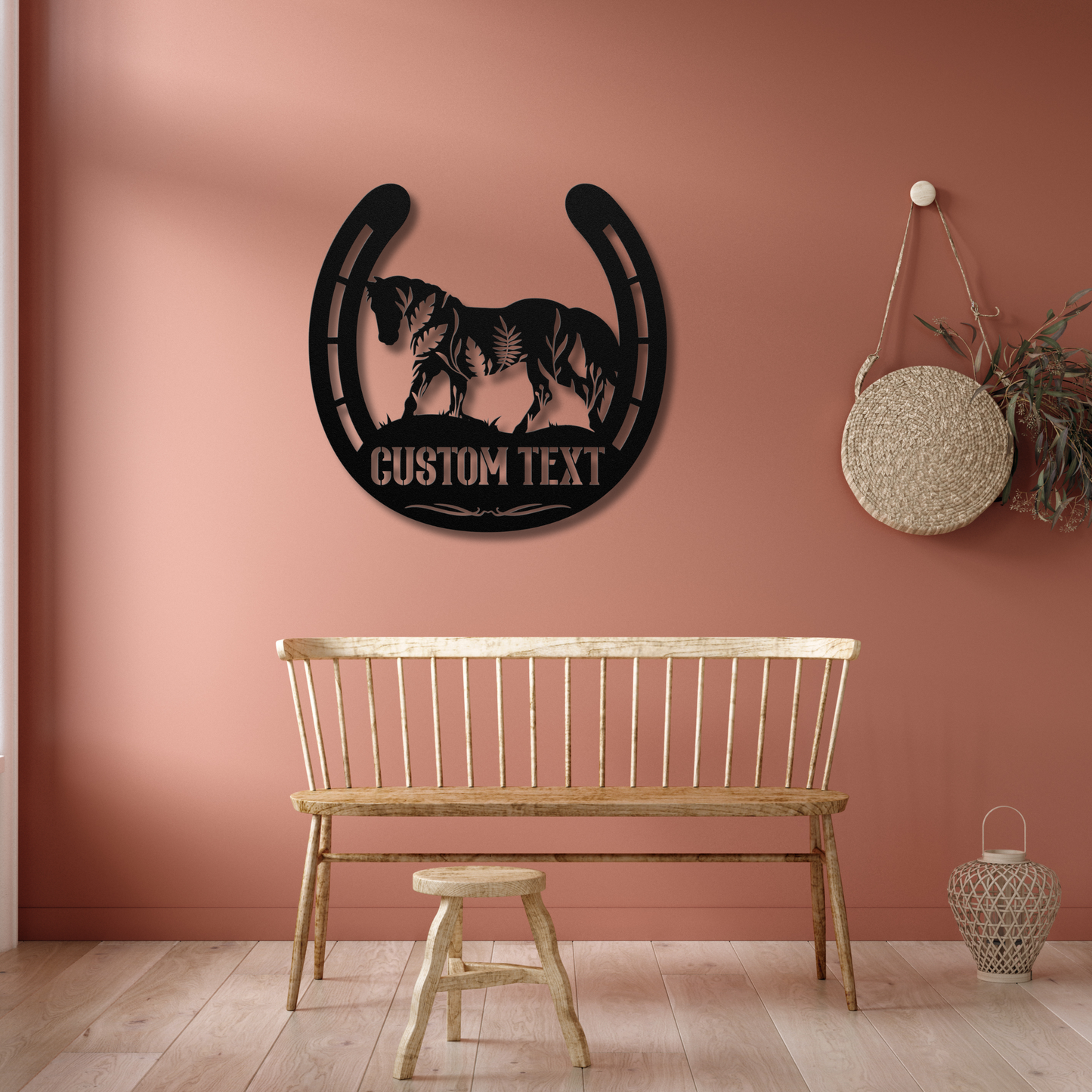 Horse and Horseshoe Metal Art